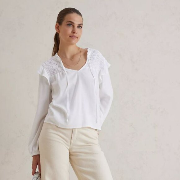 Cloth & Stone | Anthropologie Tencel Smocked Pullover Peasant Blouse | Medium - Picture 6 of 16